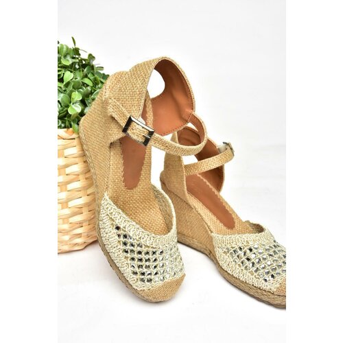 Fox Shoes P241612040 Women's Beige Stone Wedge Heel Shoes Cene
