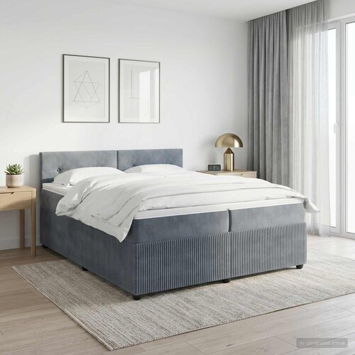  Boxspring krevet s madracem Tamnosiva 200 x 200 cm Bar&amp;scaron;un Plava Slike