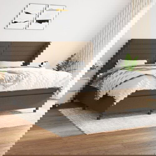  The Living Store Box spring postelja z vzmetnico temno rjava 180x200 cm blago - Box Spring Postelja, (21501153) Cene