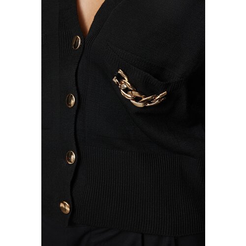 Trendyol Black Accessory Detailed Knitwear Cardigan Cene