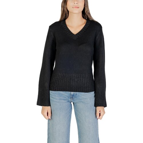 Jacqueline De Yong Puloverji Jdyprime Lurex Life L/S V-Neck Pull Knt 15355473 Črna Slike
