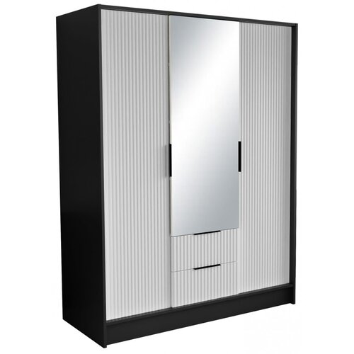ADRK Garderobni ormar s ogledalom Norel 150 cm - CRNA-BIJELA Cene