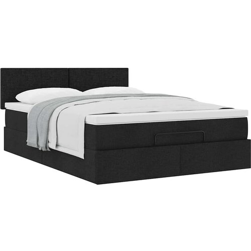 VidaXL otomanski okvir kreveta s madracem crni 140x200cm od tkanine Slike