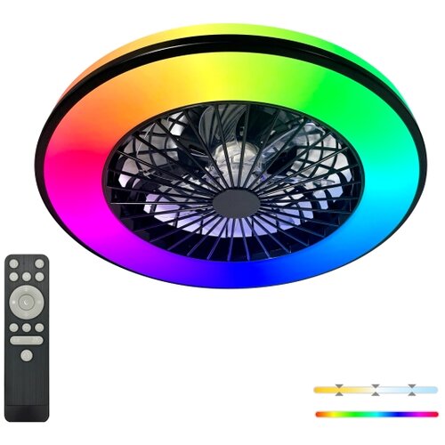  LED RGBW prigu&amp;scaron;iva stropna svetiljka sa ventilatorom VENTELUX LED/48W/230V crna + daljinski upravljač Slike