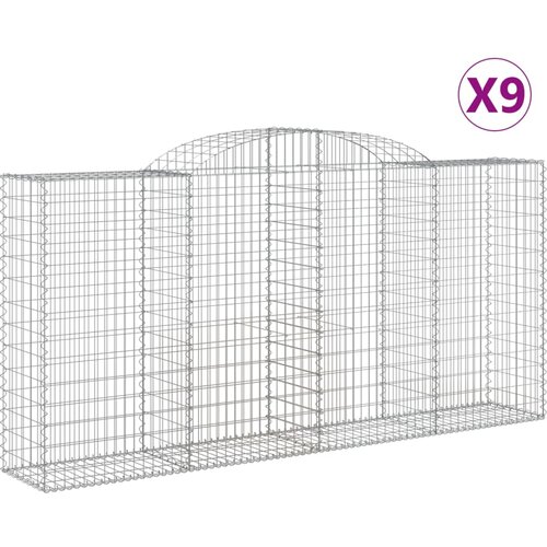 vidaXL Obokane gabion košare 9 kosi 300x50x140/160 cm pocinkano železo, (21000319) Cene