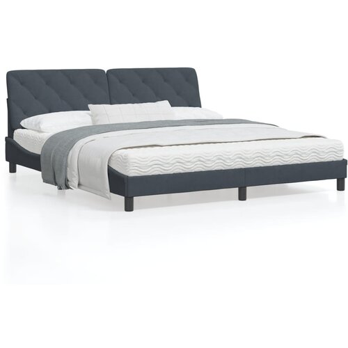 VidaXL Posteljni okvir z LED lučkami temno siv 180x200 cm žamet Slike