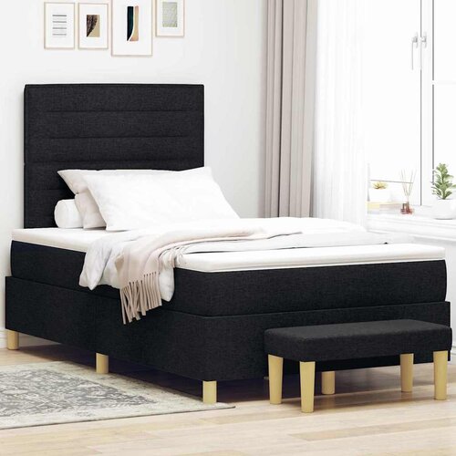  Krevet s opruga kutije s uzglavljem Crna 200 x 120 cm tkanina Cijene
