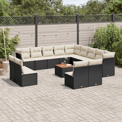 vidaXL 14-dijelni set vrtnih sofa s jastucima poliratan crni Cijene