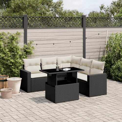 vidaXL 6-dijelni set vrtnih sofa s jastucima crni od poliratana Cijene