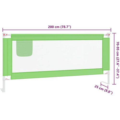  Sigurnosna ograda za dječji krevet zelena 200 x 25 cm tkanina Slike