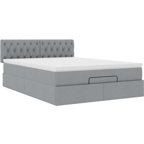 VidaXL Otomanski krevet s madracem&amp;amp;LED svijetlosivi 140x190 cm tkanine Slike