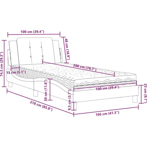  Krevet s madracem bijeli 100 x 200 cm od umjetne kože Slike