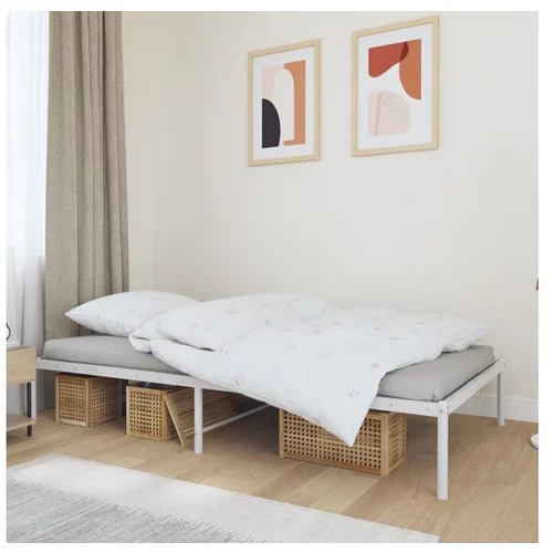  Kovinski posteljni okvir bel 100x190 cm