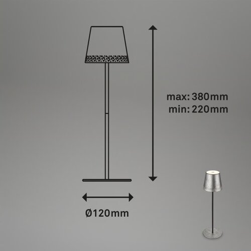 BRILO KIKI LED punjiva dodirna stona lampa, LED/2,6W/5V, IP44, 2600 mAh, srebrna Slike