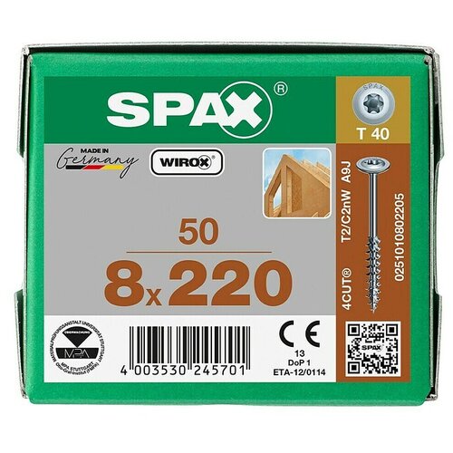 SPAX Vijak s krožnikasto glavo HI.FORCE (&Oslash; x Do: 8 x 220 mm, Povr&scaron;ina WIROX, T-Star plus, 50 kos) Cene
