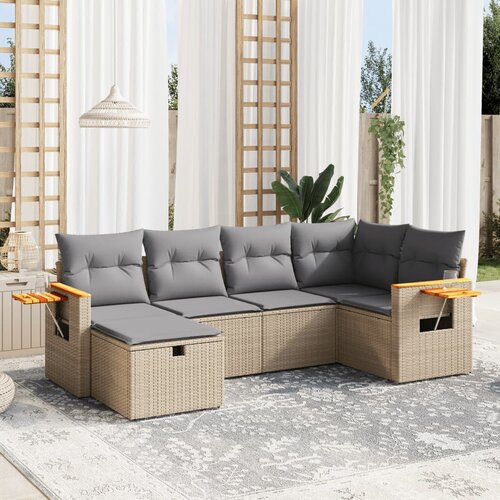 vidaXL 6-dijelni set vrtnih sofa s jastucima bež od poliratana Cijene