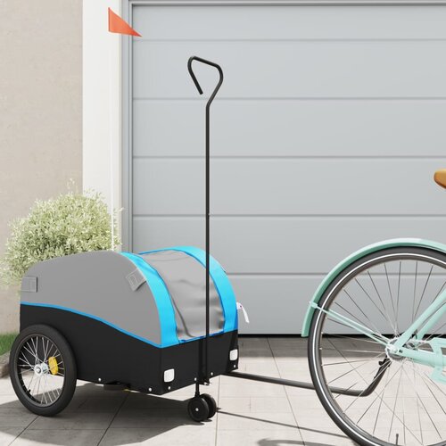 vidaXL Prikolica za bicikl crno-plava 30 kg željezna Cijene