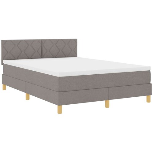  LED Box Spring Krevet Sivo-smeđa 140 x 190 cm tkanina Slike