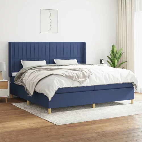  Krevet s oprugama i madracem plavi 200 x 200 cm od tkanine