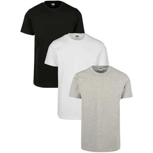 Urban Classics Majica svijetlosiva / crna / bijela