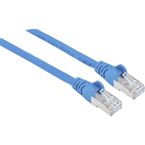 Intellinet 740609 RJ45 omrežni kabel\, Patch kabel CAT 6a S/FTP 0.25 m modra za&amp;scaron;čita iz folije\, pletena za&amp;scaron;čita\, za&amp;scaron;čiten\, brez halogena 1 kos, (20460131) Slike
