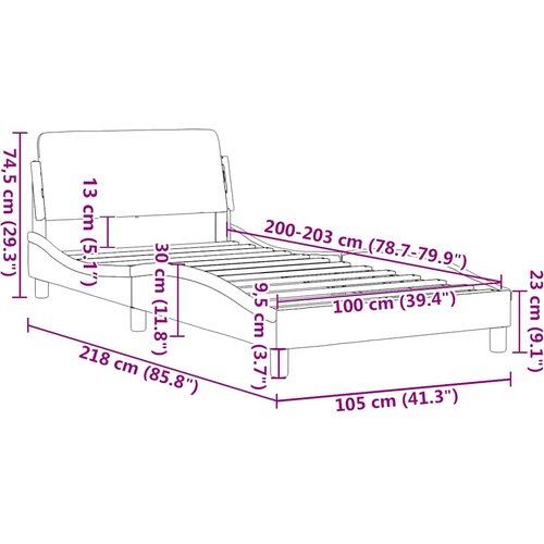  Okvir za krevet Dover bijeli 100x203 cm od umjetne kože Slike