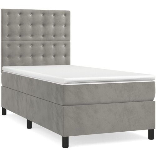 VidaXL Box spring krevet s madracem svjetlosivi 90x190 cm bar&amp;scaron;unasti Slike
