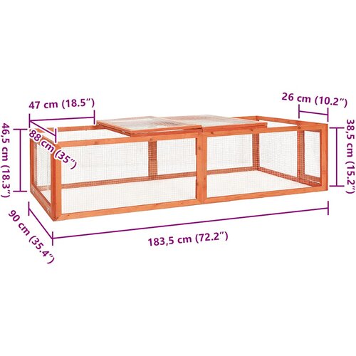  Kavez za zečeve 183 x 90 x 46,5 cm od masivne jelovine Slike