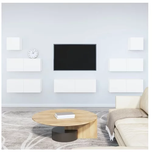  Komplet TV omaric 7-delni bel inženirski les