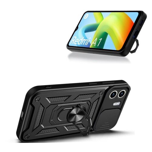 Onasi Silikonski ovitek Armor Ring z za&amp;scaron;čito kamere za Xiaomi Redmi A1 - črn Slike