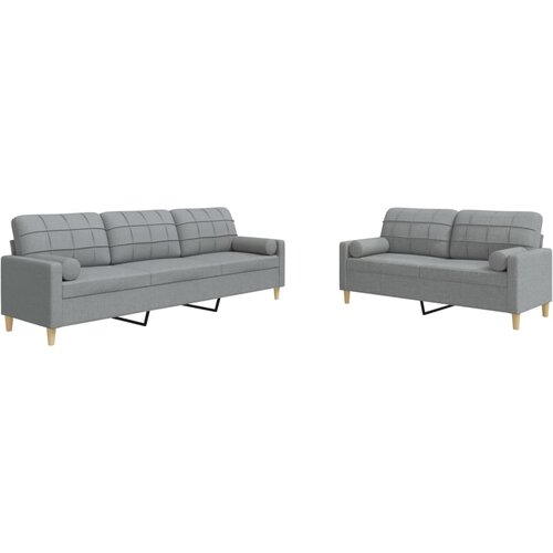  2-dijelni set sofa s jastucima svjetlosivi od tkanine Slike