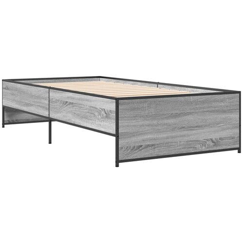 vidaXL Posteljni okvir siva sonoma 75x190 cm inženirski les in kovina, (21155896) Cene