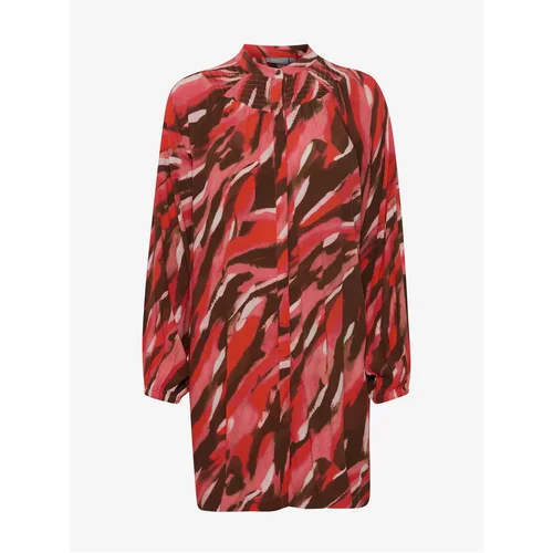 Fransa Brown-Red Women Patterned Dress - Women