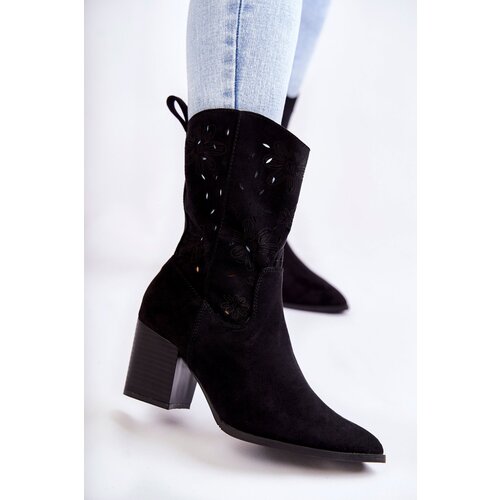 FB1 Women's Suede Boots With Cowboy Boots Black Ariane Cijene