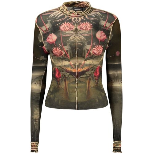 Desigual Life Is Cool ženska majica dugih rukava s visokim ovratnikom crna Slike