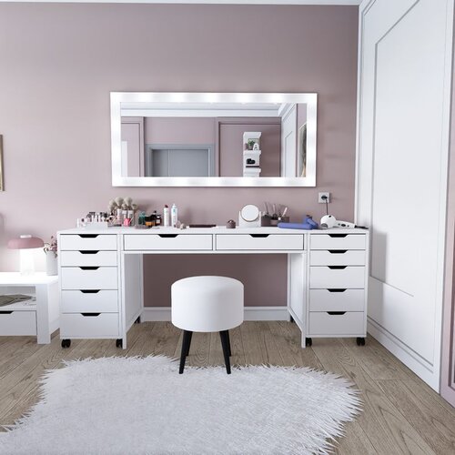 Hanah home Duru 1600-55 Matte White Make-Up Table Slike