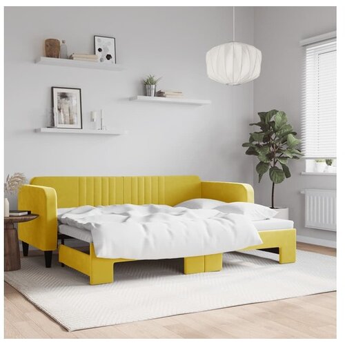 VidaXL Izvlečna dnevna postelja rumena 80x200 cm žamet Slike