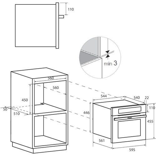 Haier vgradna kombinirana mikrovalovna pečica HWO45NB4T0B1 Slike