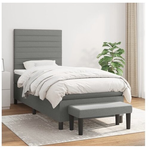  Box spring postelja z vzmetnico temno siva 90x200 cm blago Cene