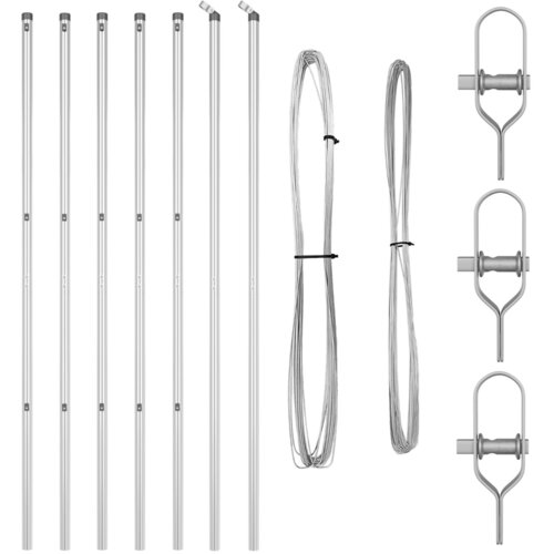 VidaXL Stebri za ograjo 7 kosov &amp;Oslash;32 mm 210 cm Galvanizirano jeklo Slike