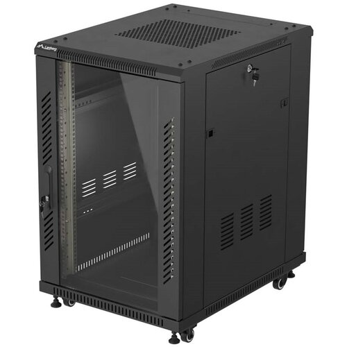 Lanberg 19 18U 600 &times; 800 BLACK FLOOR-STANDING RACK CABINET WITH GLASS DOOR, (FLAT PACK) Cijene