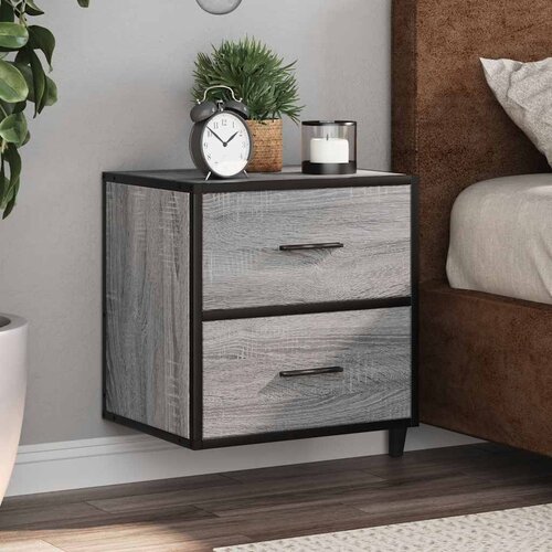 Furnova Stenska nočna omarica 2 kosa siva sonoma 40x31x39,5 cm, (21925872) Slike
