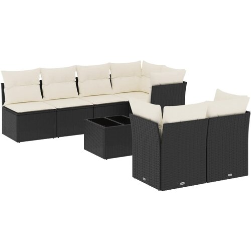 Maison Chic Seti vrtnega pohištva - Vrtna garnitura - Vrtni pohištvo set 8-delna z blazinami črn poli ratan, (21800028) Cene