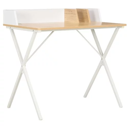  Pisalna miza bela in naravna 80x50x84 cm