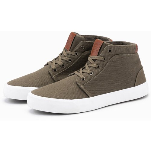 Ombre men's cotton canvas high-top sneakers shoes - olive Slike