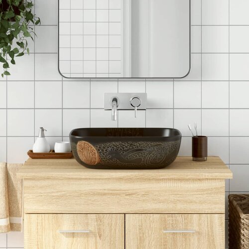  The Living Store Nadpultni umivalnik črn pravokoten 48x37,5x13,5 cm keramika - Nadpultni Umivalnik, (21502147) Cene
