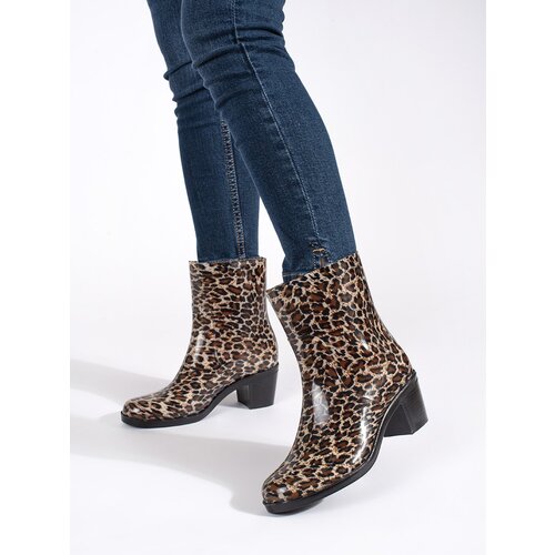 Shelvt Women&amp;#039;s leopard-print heeled wellingtons Slike