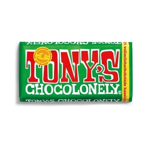 Tony&amp;#039;s Chocolonely Mlečna čokolada 32% le&amp;scaron;nik - 180 g Slike