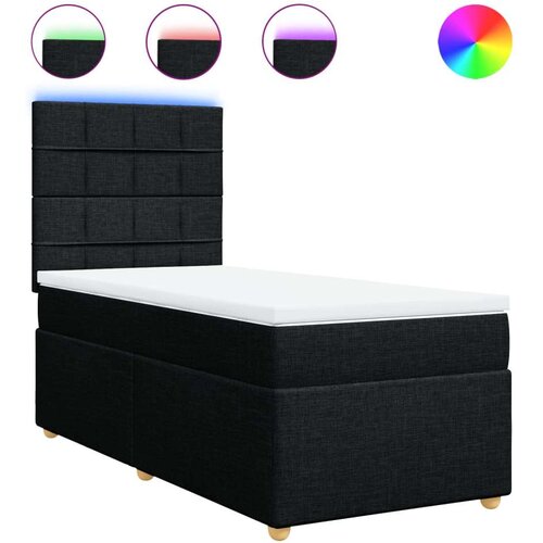 VidaXL Krevet s oprugama i madracem crni 100 x 200 cm od tkanine Slike