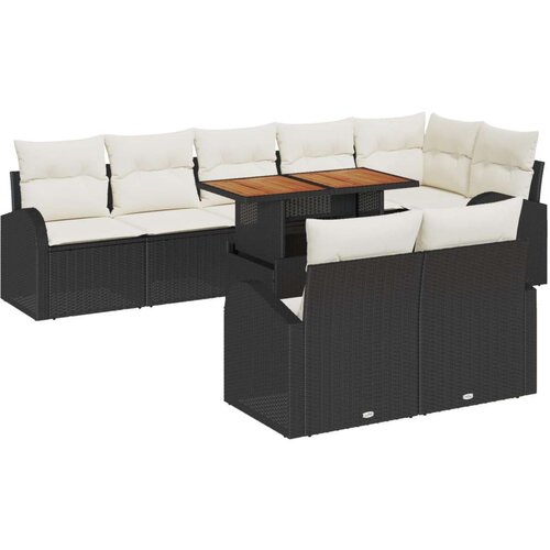  Set Vrtnih Jastučića od 9 Komada Crni Poly Rattan Acacia Cene
